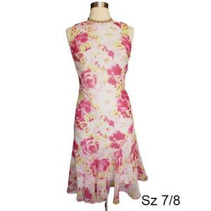 Vintage Women's Fairy Y2 Dress Sz 7/8 Sleeveless Maxi Floral Summer Draped